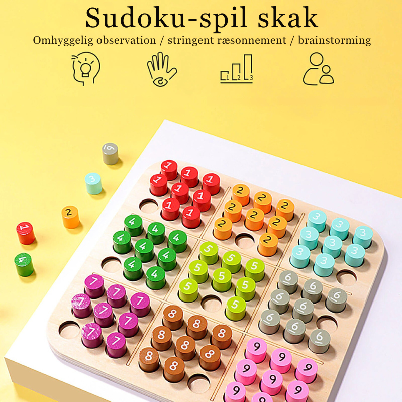 Colorful Wooden Sudoku Puzzle - Engagerende 3D Hjernegymnastik for Alle Aldre