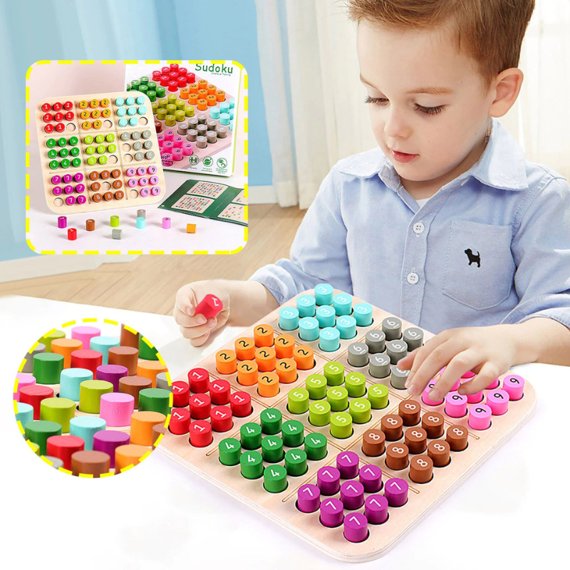 Colorful Wooden Sudoku Puzzle - Engagerende 3D Hjernegymnastik for Alle Aldre