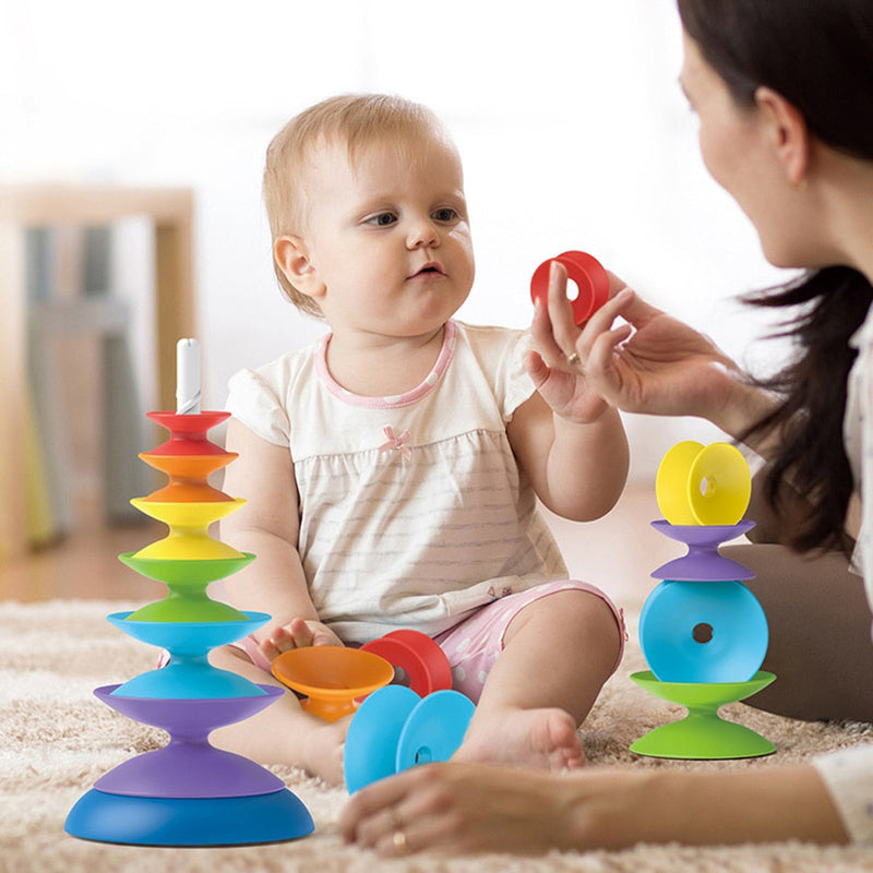 Rainbow Stacking Adventure – Engagerende Diabolo Stacking Tower til Tidlig Læring og Udvikling