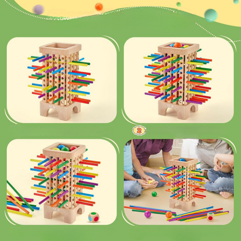 Montessori Træbrætspil – 42 Farverige Træpinde Uddannelsesmæssigt Matematik Terningspil til Børn i Alderen 3 til 6 År