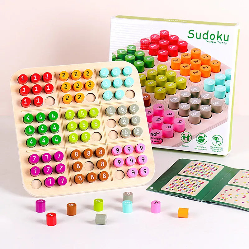 Colorful Wooden Sudoku Puzzle - Engagerende 3D Hjernegymnastik for Alle Aldre