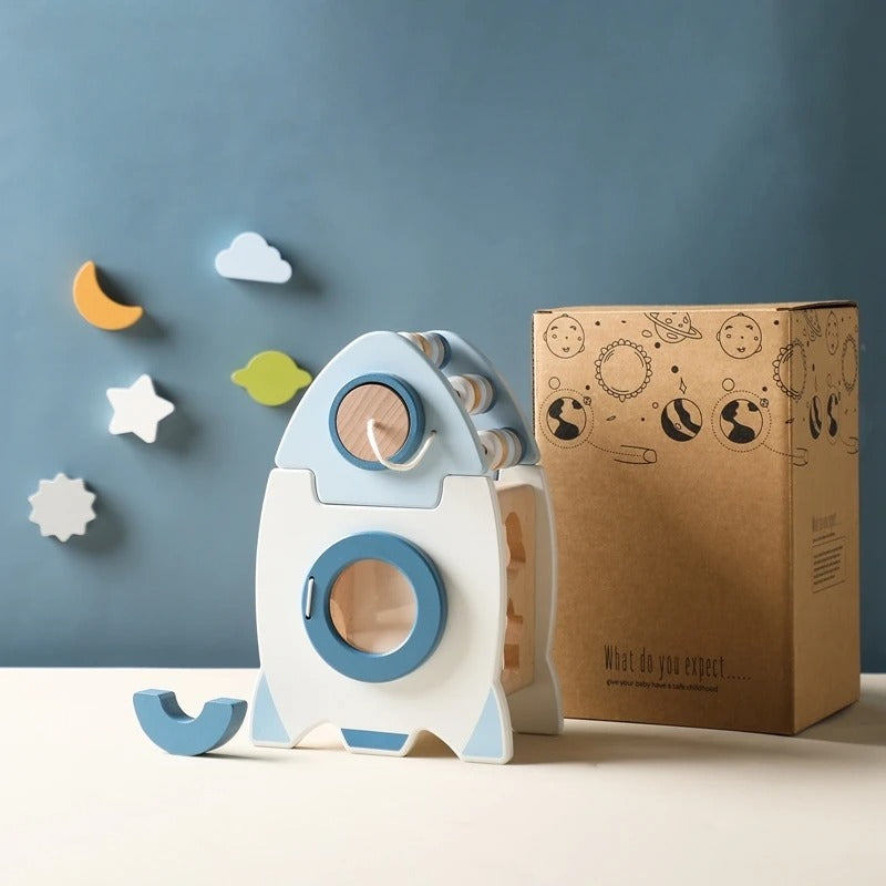 EcoRocket - 5 i 1 Træ DIY Raket Til Kreativ Leg