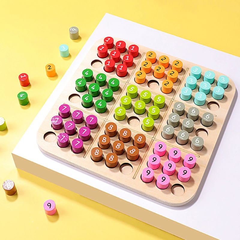 Colorful Wooden Sudoku Puzzle - Engagerende 3D Hjernegymnastik for Alle Aldre